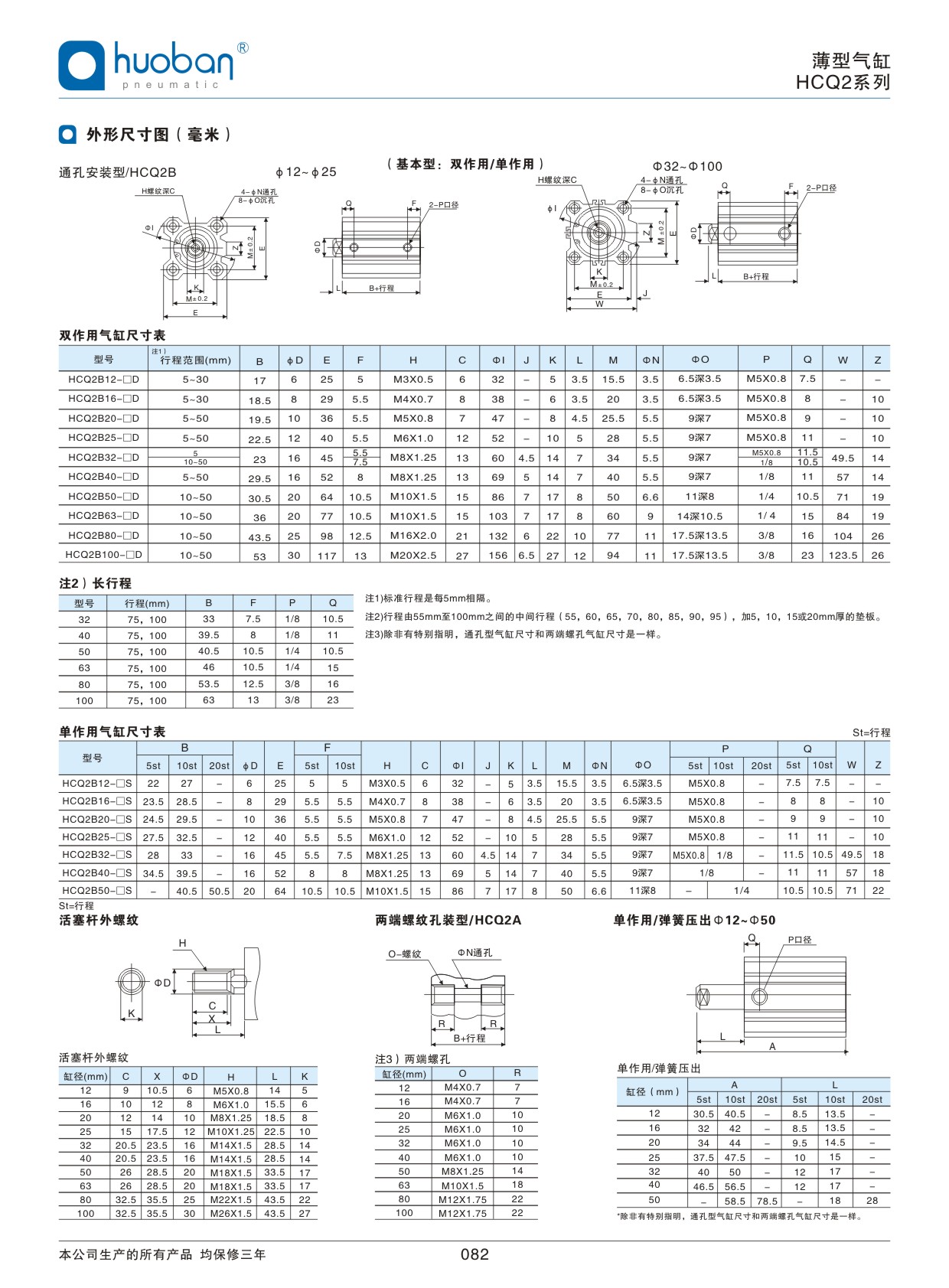 HCQ2薄型气缸，标准型